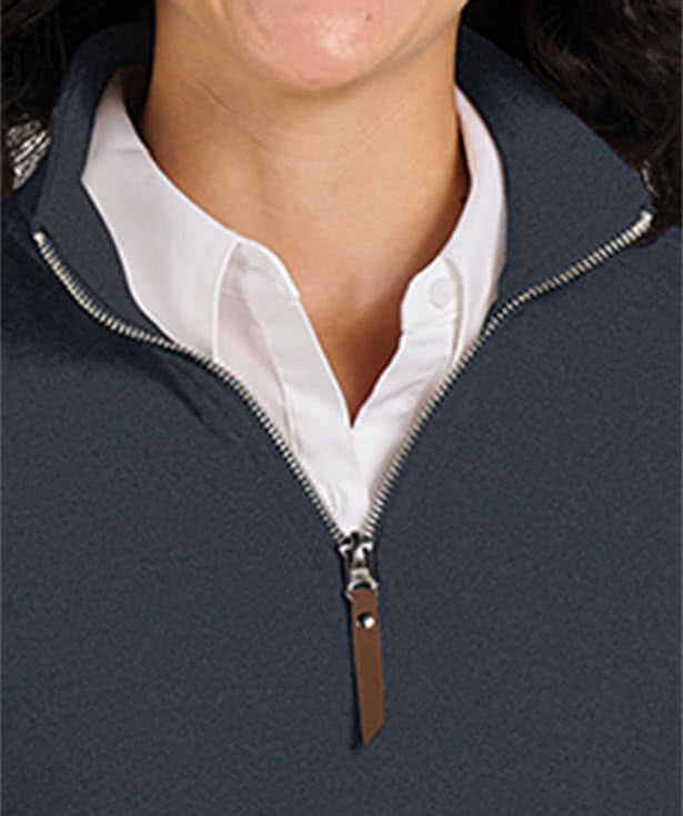 Charles River Women's Hudson Quarter Zip Pullover - Faux Leather Patch