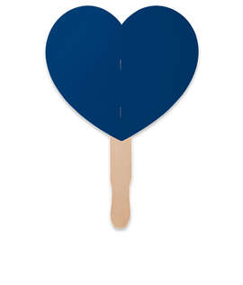 Full Color Heart Shaped Hand Fan - Color: Navy