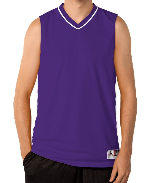 Augusta Reversible Basketball Jersey in Purple/White