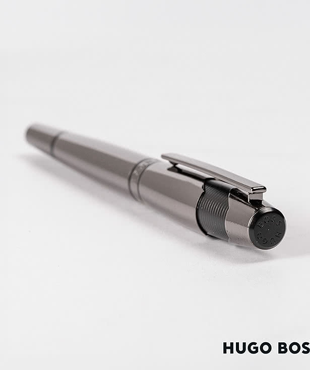 Hugo Boss Laser Engraved Chevron Rollerball Pen (black ink)
