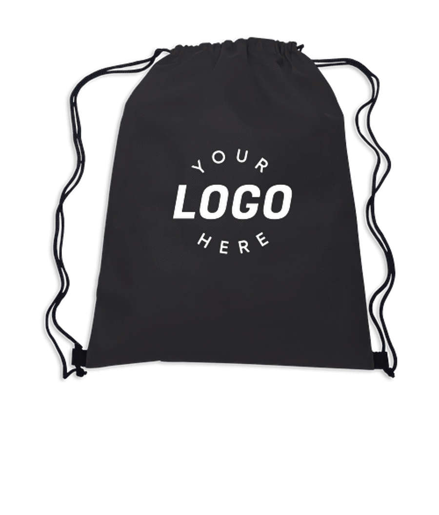 Full Color Sports Pack Non-Woven Recycled Drawstring Bag in Black