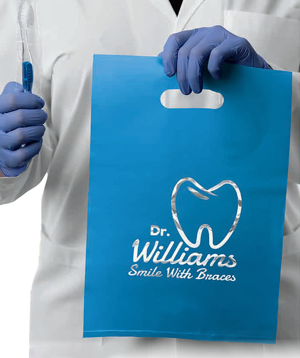 Full Color Medium Frosted Plastic Handle Bag
