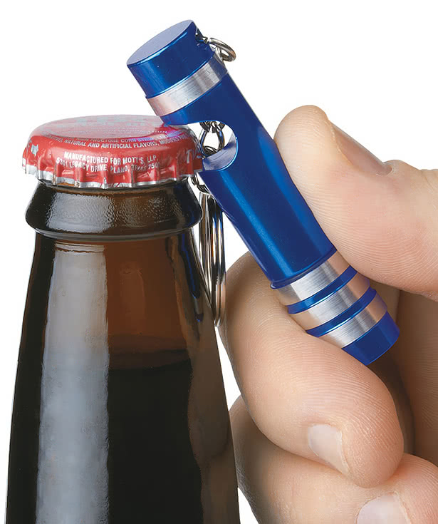 Laser Engraved Versa Aluminum LED Flashlight Keychain with Bottle Opener