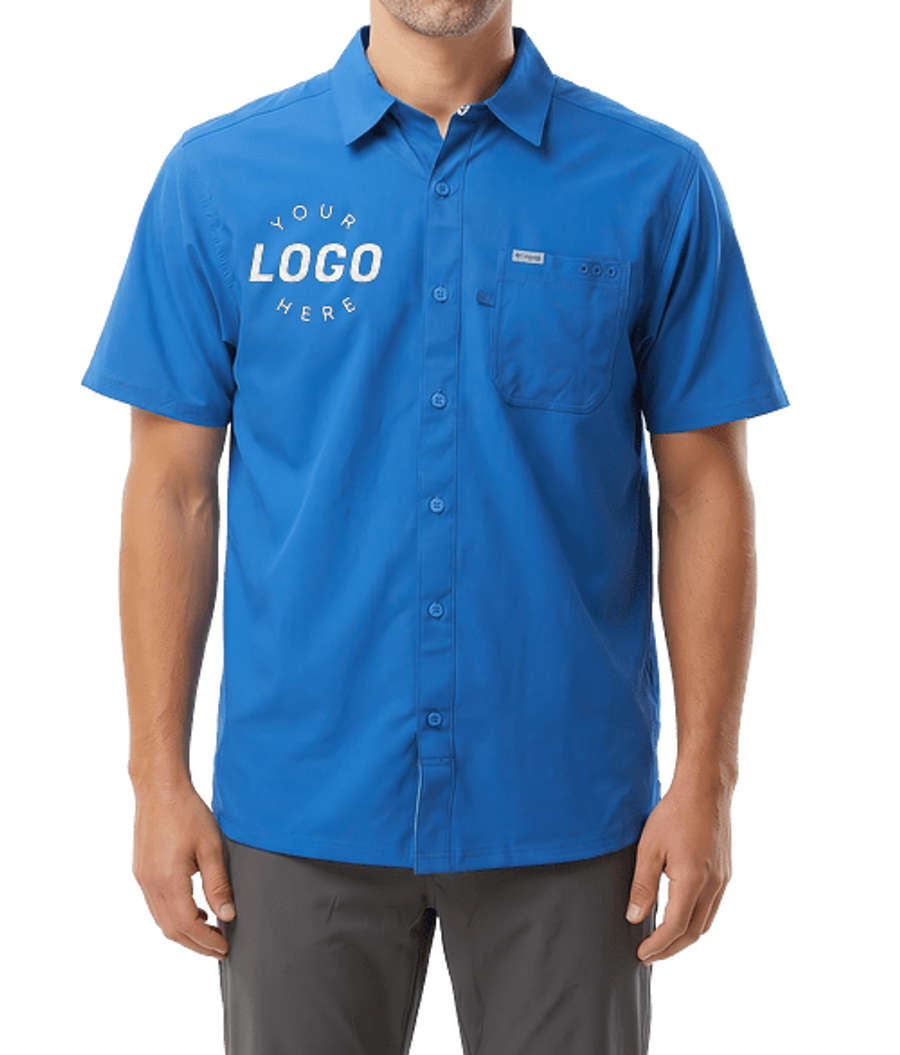 Columbia PFG Slack Tide UPF 50 Camp Shirt in Vivid Blue