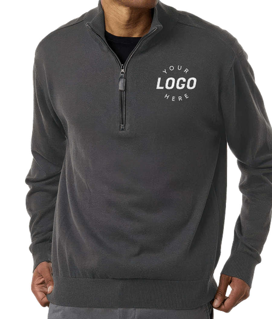 Devon & Jones New Classics Recycled Quarter Zip Sweater - Embroidered in Graphite