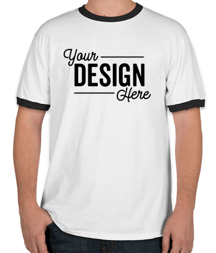 Port & Company Ringer T-shirt in White / Jet Black