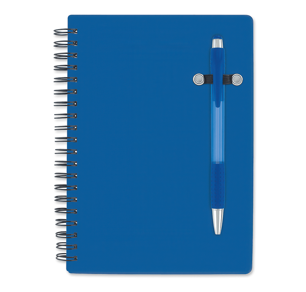 Pen-Buddy Hard Cover Spiral Notebook with Pen-default