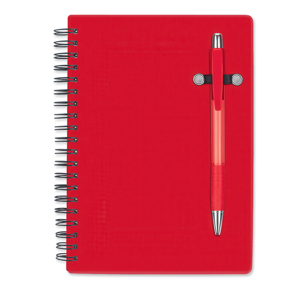 Pen-Buddy Hard Cover Spiral Notebook with Pen-default