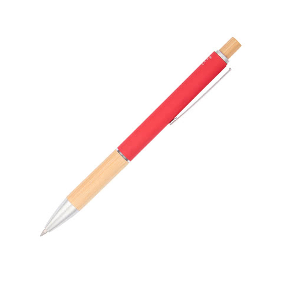 Full Color Bamboo Soft Touch Ballpoint Pen (blue ink) in Blue