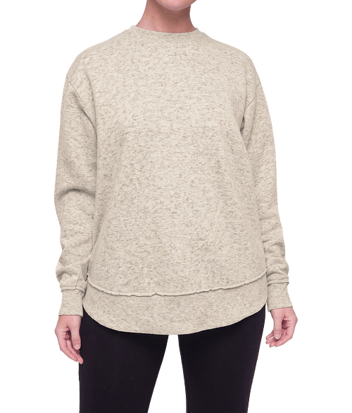 Live & Tell by LAT Women's Weekend Fleece Crewneck Sweatshirt in Natural Heather
