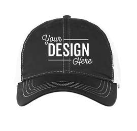 Pacific Headwear Vintage Snapback Trucker Hat - Color: Black / White / Black
