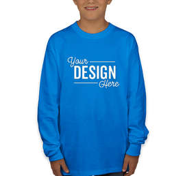 Hanes Youth Authentic Long Sleeve T-shirt - Color: Blue Bell Breeze