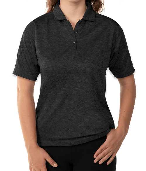 Reebok Women's Heather Performance Polo in Black Heather