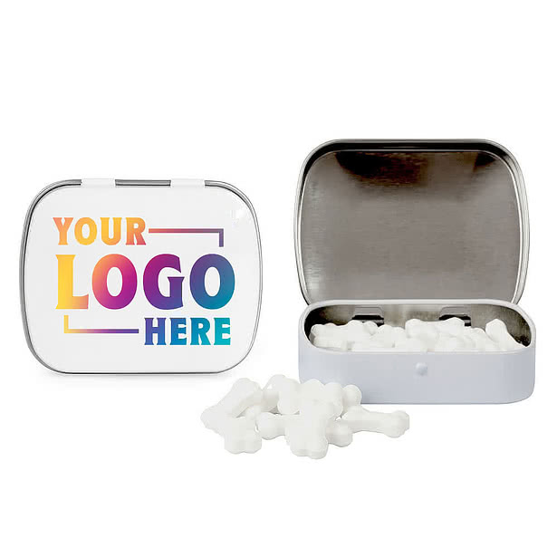 Full Color Domed Tin with Bone Shaped Mints