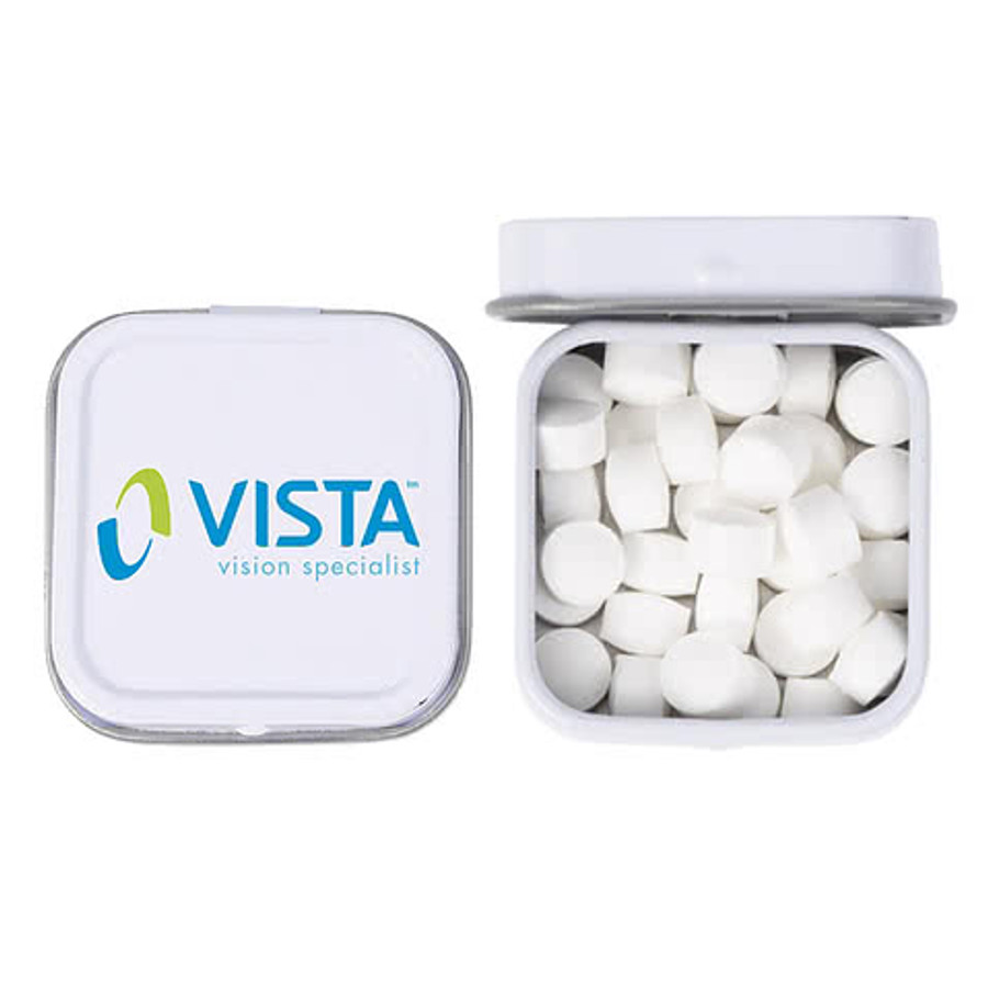 Full Color Small Square Mint Tin in White