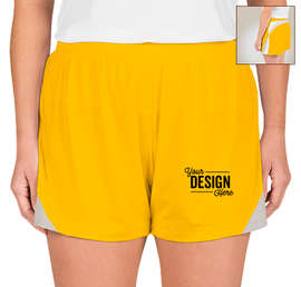 Team 365 Women's Colorblock Performance Shorts - Color: Sport Athletic Gold / Sport Silver