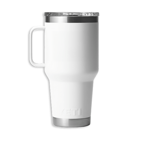 YETI Laser Engraved 30 oz. Rambler Insulated Travel Mug with Stronghold Lid in White