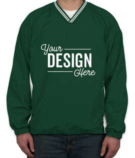 Sport-Tek Tipped V-Neck Windshirt - Color: Forest Green / White