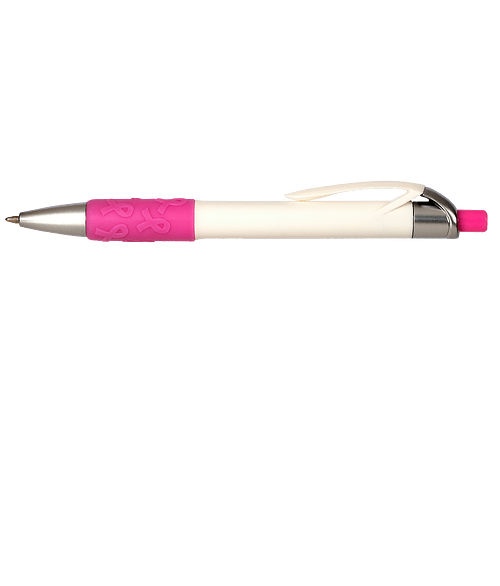 Breast Cancer Awareness Ribbon Recycled Ballpoint Pen (black ink) in PINK