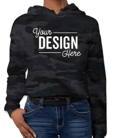 Independent Trading Women's Camo Cropped Hoodie - Black Camo