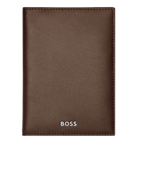 Hugo Boss Classic Smooth Passport Holder Wallet in Brown