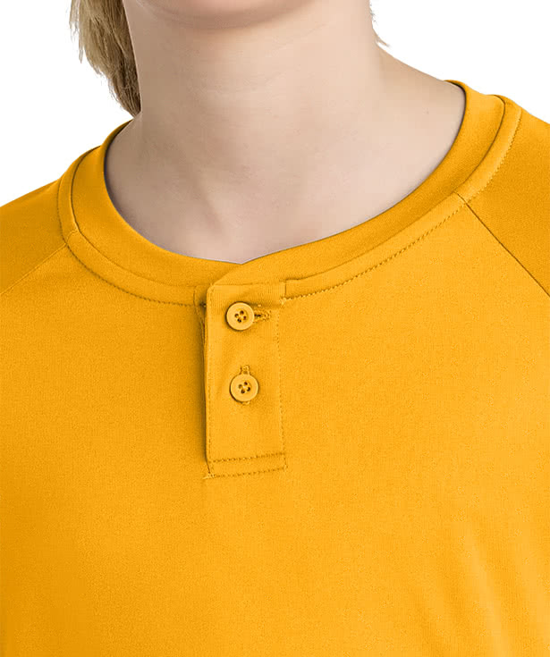 Sport-Tek Youth Competitor 2-Button Baseball Henley