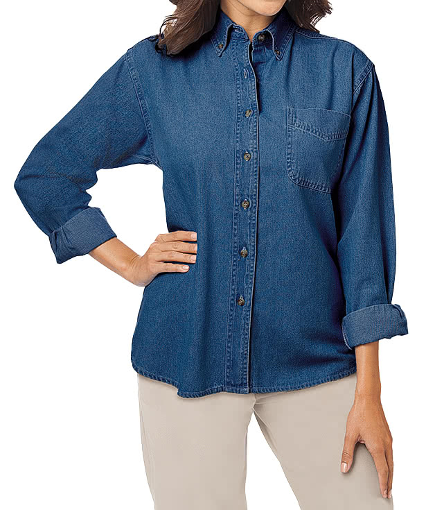 Blue Generation Women's Pocket Long Sleeve Denim Shirt