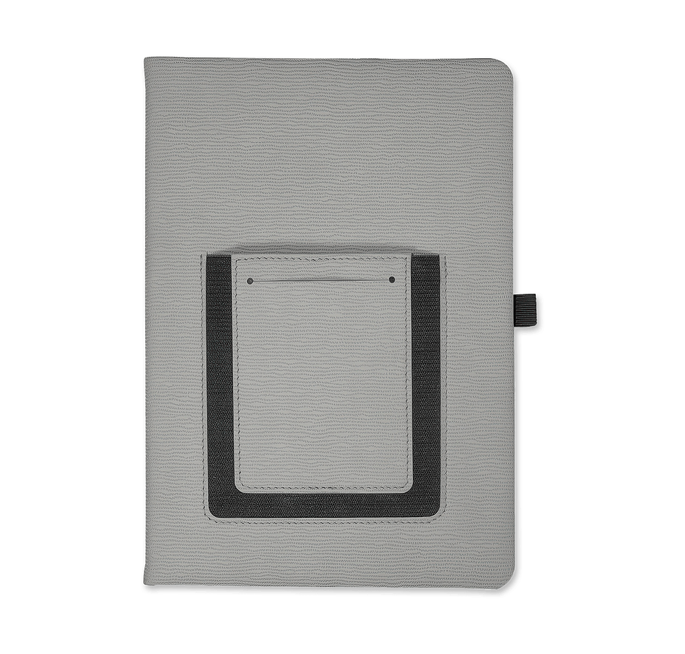 Debossed Leeman Roma Hard Cover Notebook with Phone Pocket-default