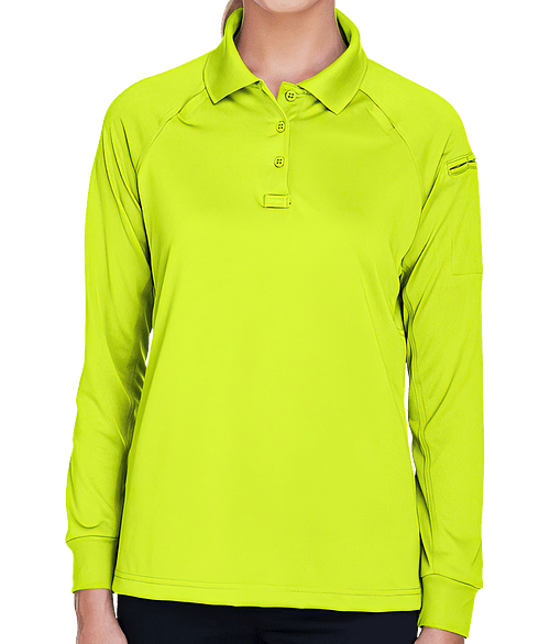 Harriton Women's Advantage Tactical Long Sleeve Performance Polo - Embroidered in Safety Yellow
