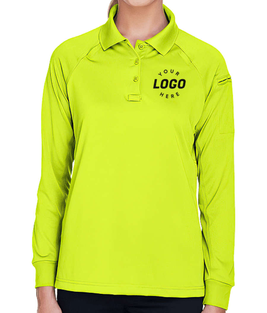 Harriton Women's Advantage Tactical Long Sleeve Performance Polo - Embroidered in Safety Yellow