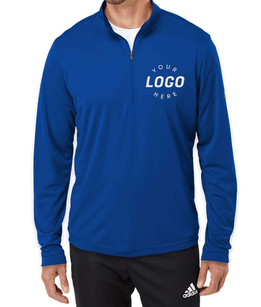 Adidas Recycled Lightweight Quarter Zip Sweatshirt - Embroidered in Collegiate Royal