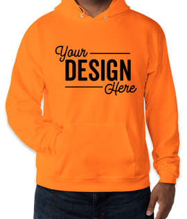 Hanes EcoSmart 50/50 Pullover Hoodie - Color: Safety Orange