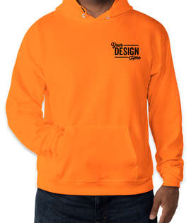 Embroidered Hanes EcoSmart 50/50 Pullover Hoodie - Color: Safety Orange