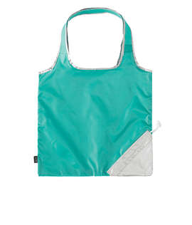 Contrast Foldaway Shopper Tote Bag - Color: Turquoise / Silver