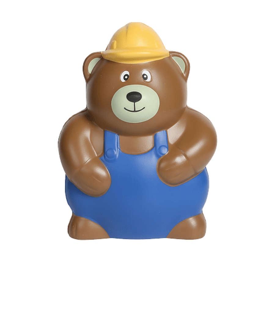 Construction Bear Stress Reliever in Blue/Brown/Yellow