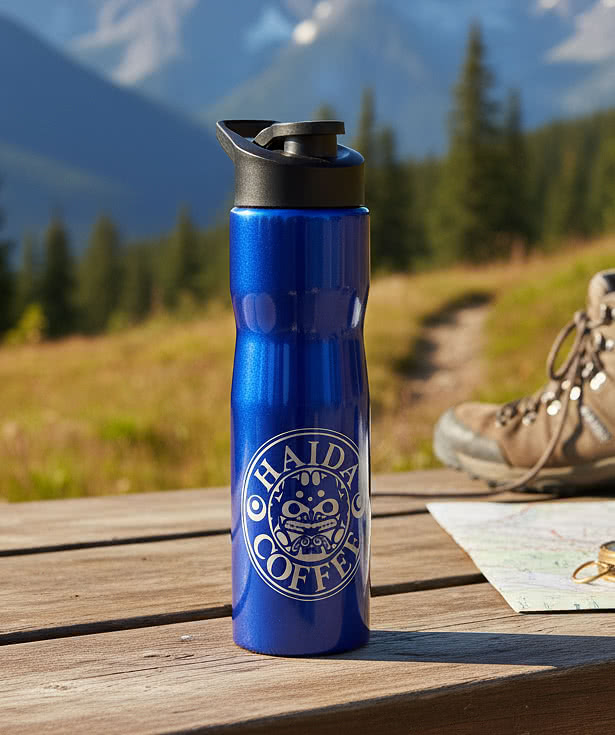Full Color 25 oz. Crescent Stainless Steel Flip Top Water Bottle