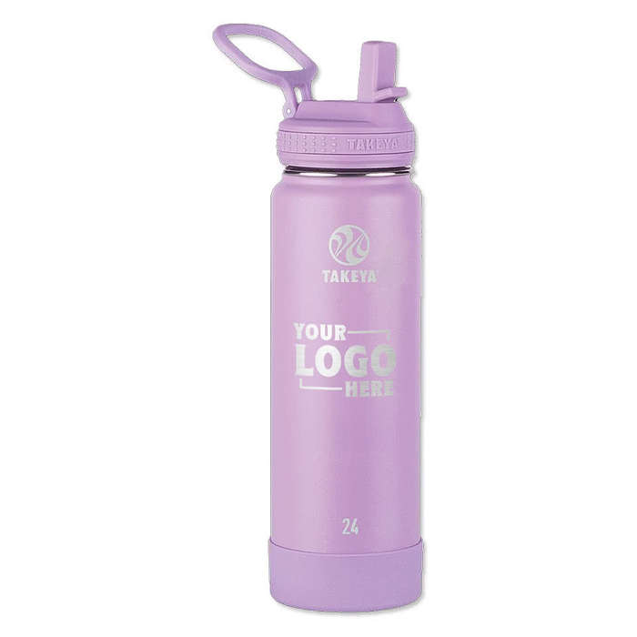 Takeya Laser Engraved 24 oz. Actives Stainless Steel Flip Straw Water Bottle