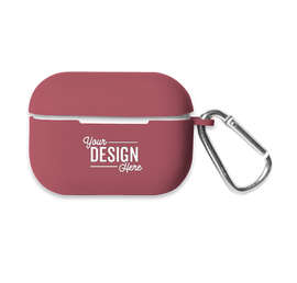 Laser Engraved Earbud Case Cover with Carabiner - Color: Burgundy