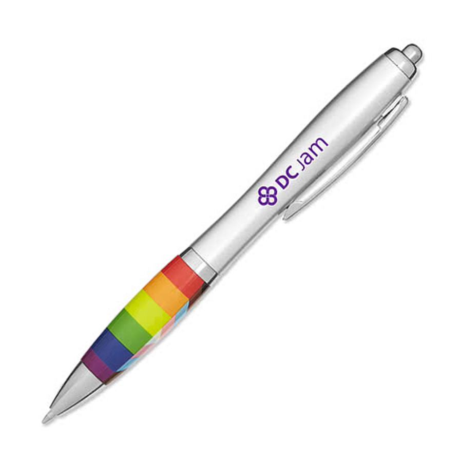 Rainbow Retractable Ballpoint Pen (black ink) in Rainbow
