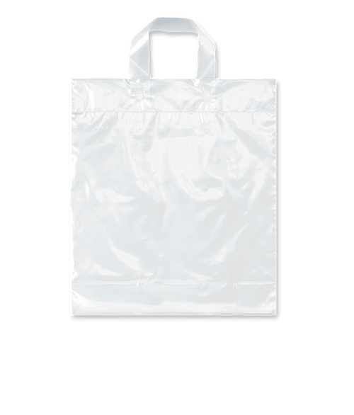 Pony Medium Gusseted Plastic Shopper Bag in Clear