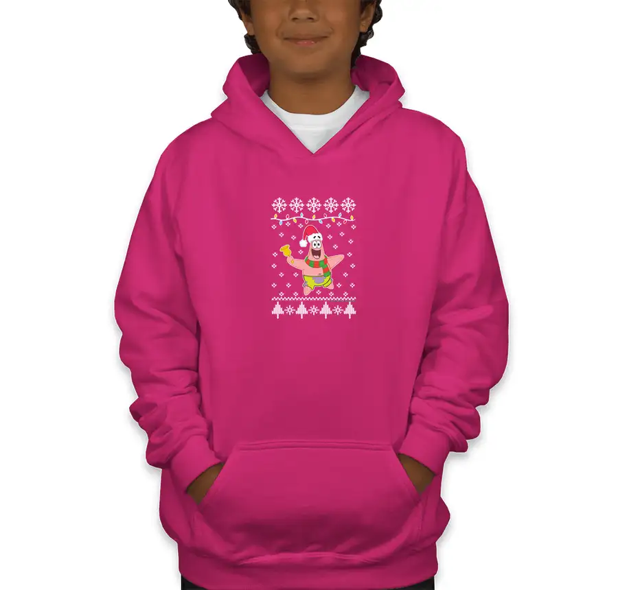 SpongeBob SquarePants - Patrick Ugly Christmas Sweater - Gildan Youth Midweight 50/50 Pullover Hoodie