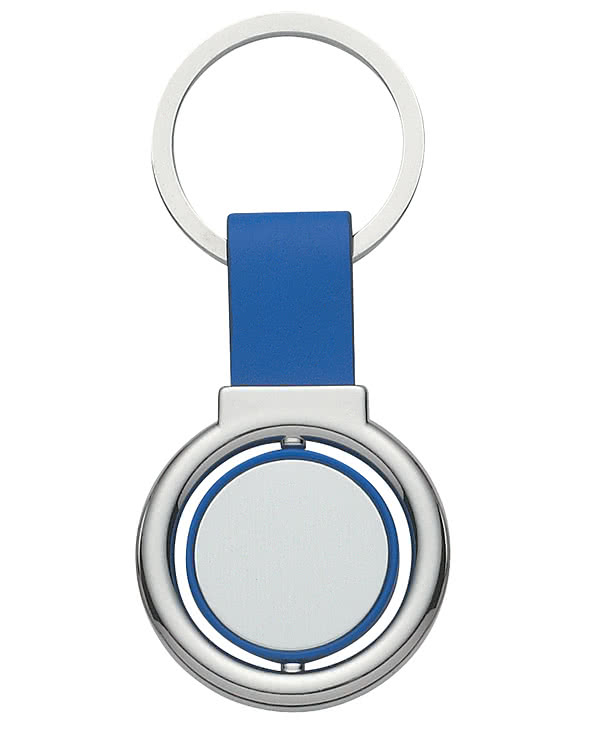 Laser Engraved Circular Metal Spinner Keychain