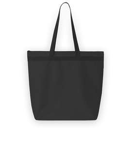 Large Recycled Poly Zippered Tote Bag - Color: Black