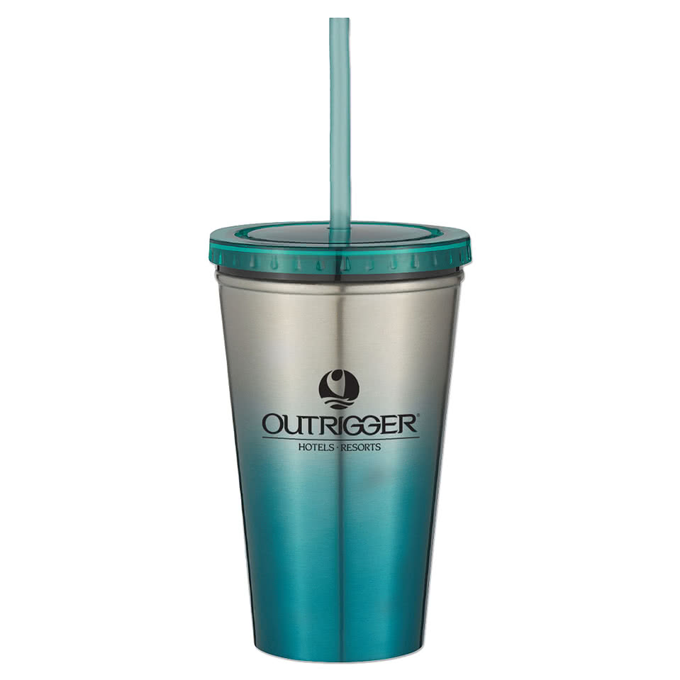 16 oz. Chroma Stainless Steel Tumbler with Straw