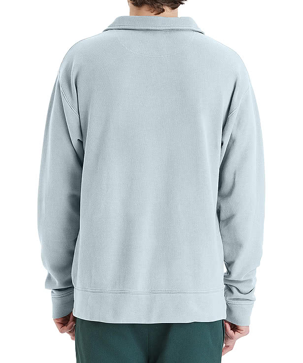 Custom Hanes ComfortWash Garment Dyed Polo Collar Sweatshirt