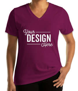 Port & Company Women's Core Cotton V-Neck T-shirt - Color: Raspberry
