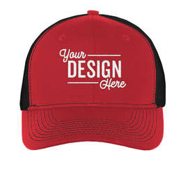 Port Authority Snapback Trucker Hat - Color: Flame Red / Black