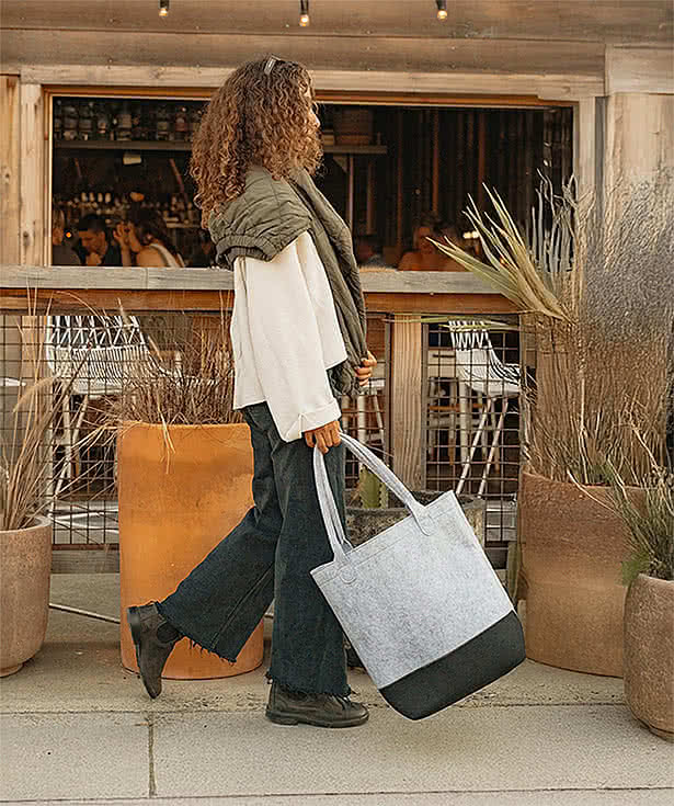 Out of The Woods Felt Colorblock Tall Tote Bag