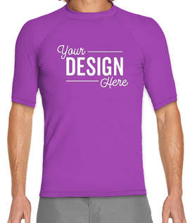 Wet Effect Short Sleeve Rash Guard Shirt - Color: Purple