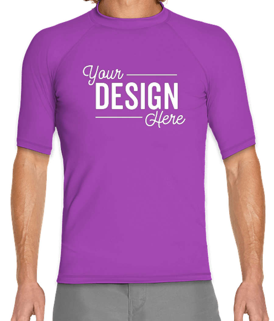 Wet Effect Short Sleeve Rash Guard Shirt in Purple